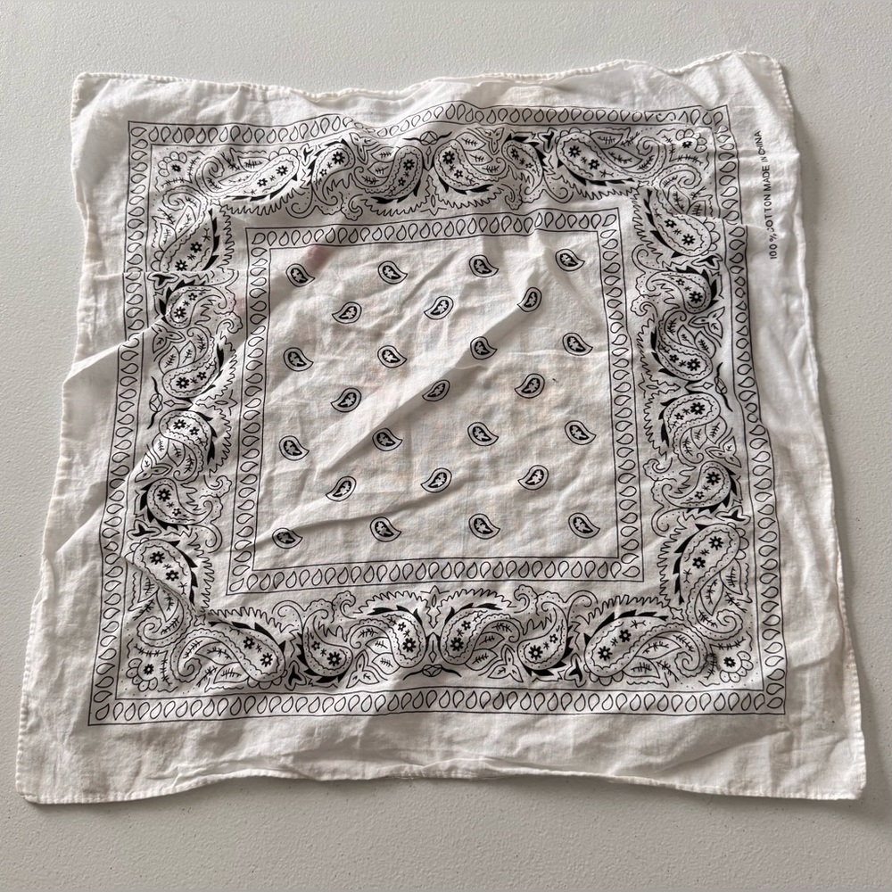White Paisley Cotton Bandana